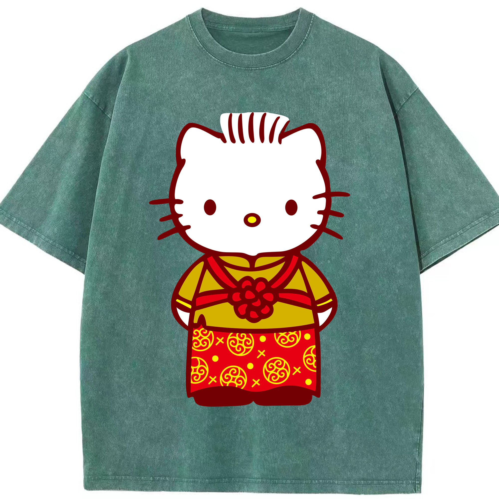 （画像用） Hello Kitty ハローキティ 綿100% ヴィンテージ風 半袖Tシャツ（フロントプリント）